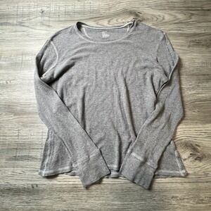 Gap Thermal‎ Shirt Mens XL Gray Long Sleeve Waffle Knit Crew Neck Layering Top